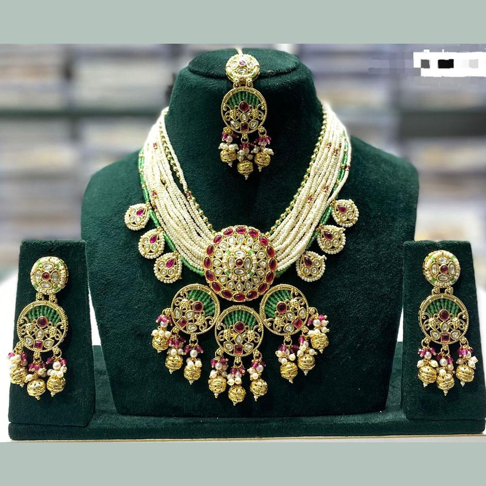 Kavita Art Sparkling Kundan Stone And Pearl Necklace Set