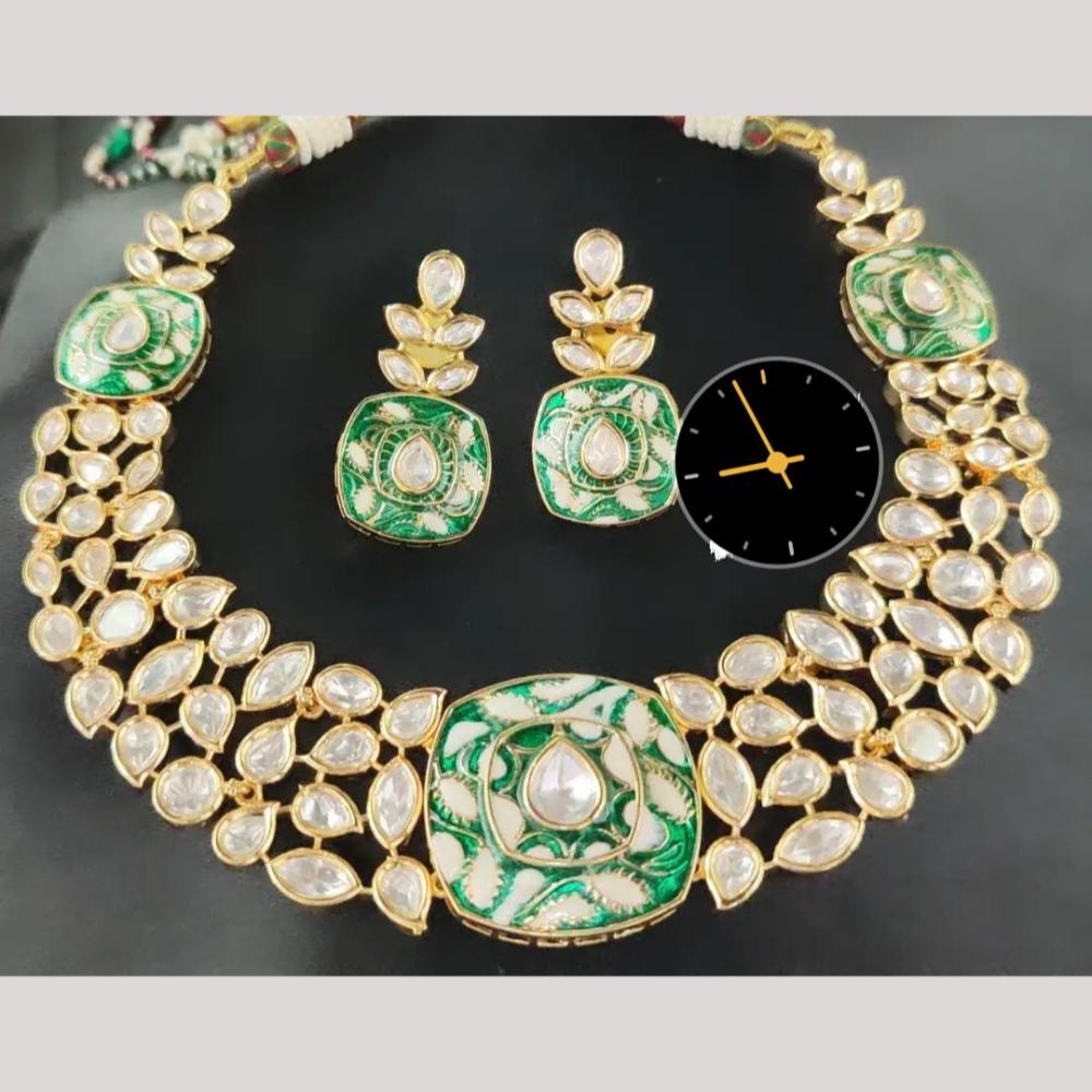 Kavita Art Handcrafted Elegant Kundan Stone And Meenakari Necklace Set