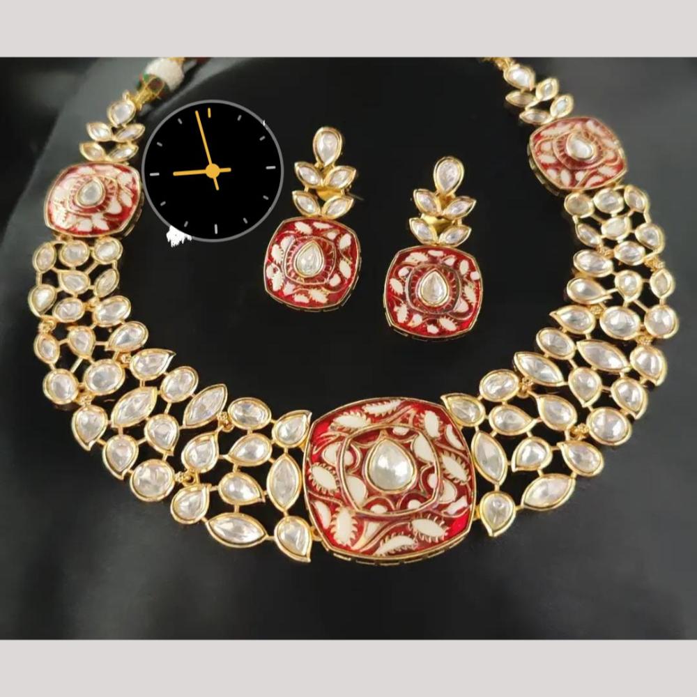 Kavita Art Handcrafted Elegant Kundan Stone And Meenakari Necklace Set