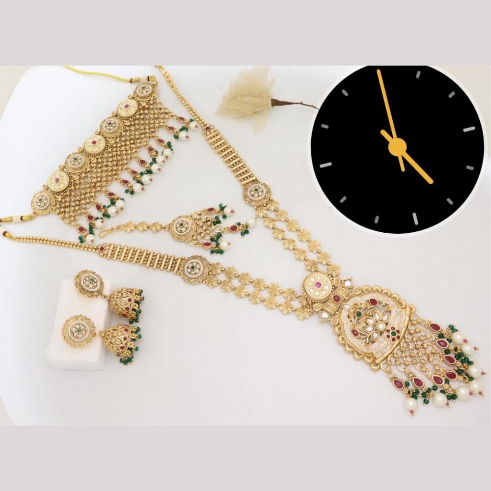 Kavita Art Pota Stone And Pearl Meenakari Double Necklace Set