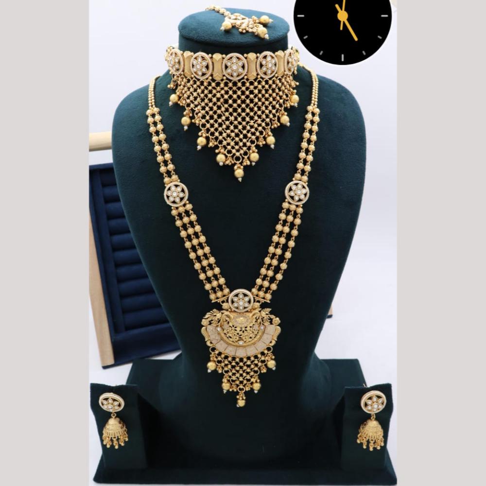 Kavita Art Pota Stone And Pearl Meenakari Double Necklace Set
