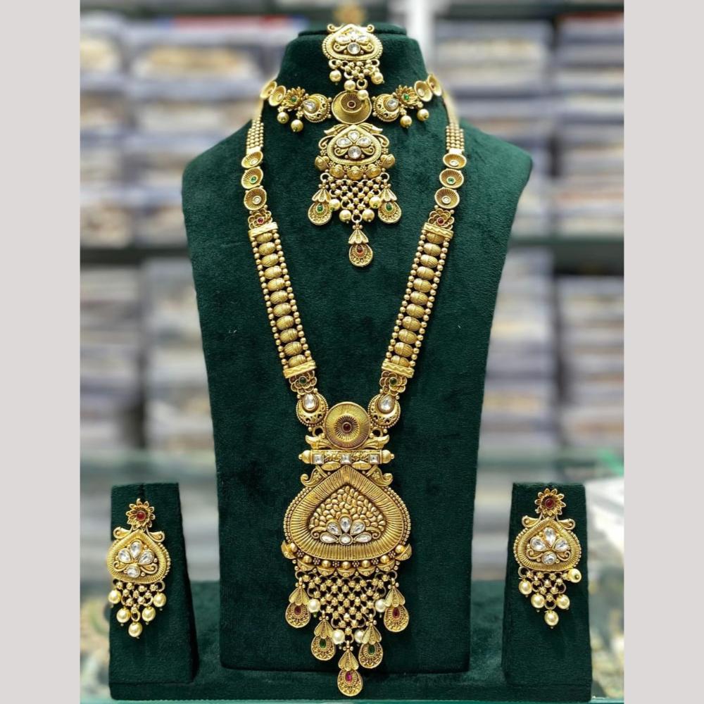 Kavita Art Pota Stone And Pearl Meenakari Double Necklace Set