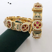 Kavita Art Elegant Sparkling Pota Stone And Pearl Bangles Set