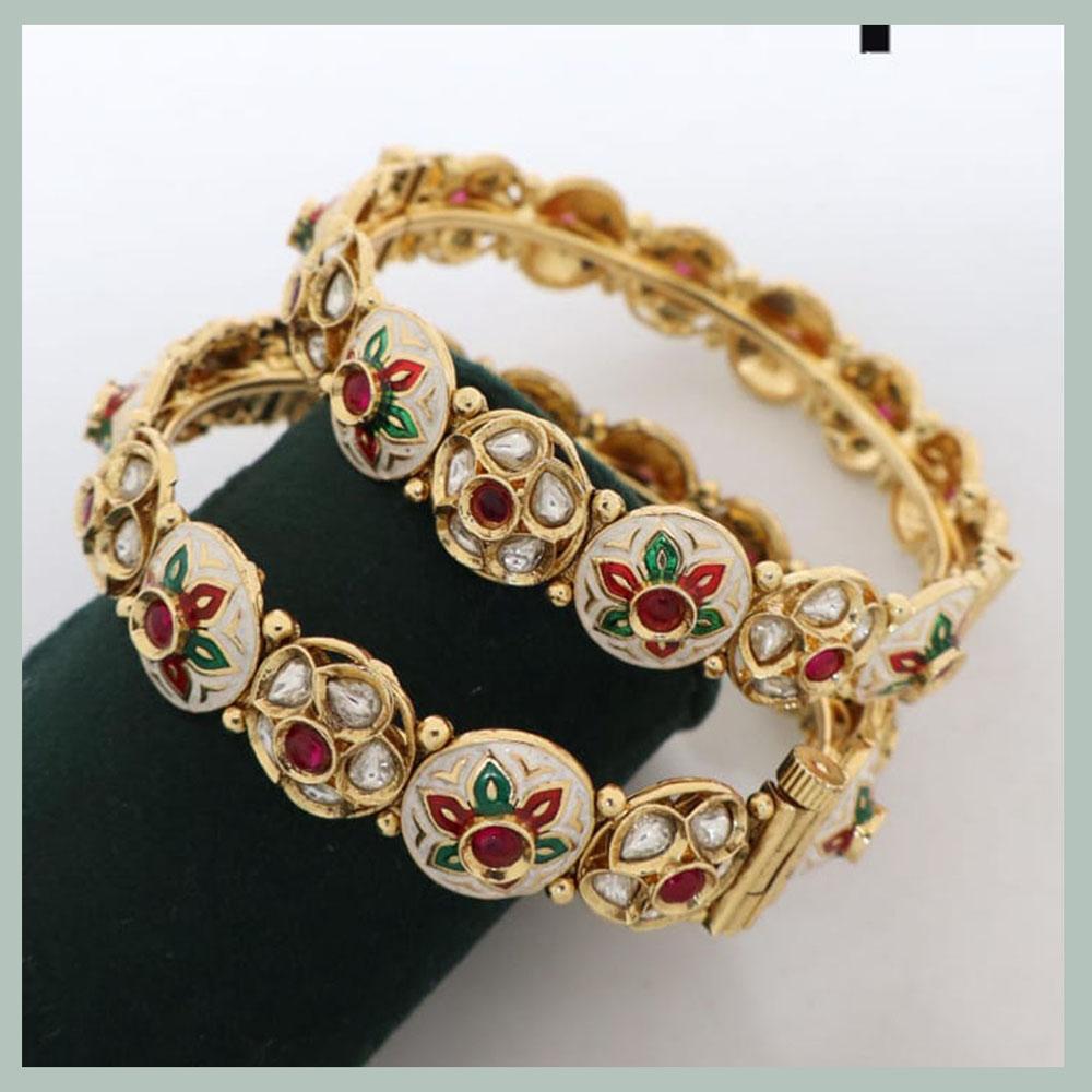 Kavita Art Elegant Sparkling Pota Stone Bangles Set