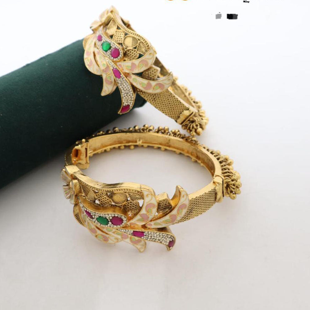 Kavita Art Ethnic Designer Pota Stone And Meenakari Bangles Set
