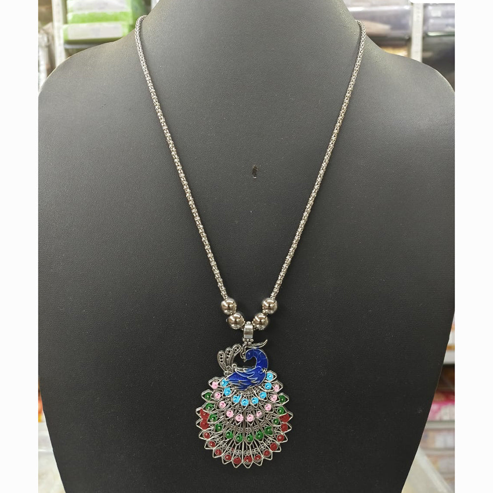 Kavita Art Ethnic Oxidised Plated Peacock Design Necklace