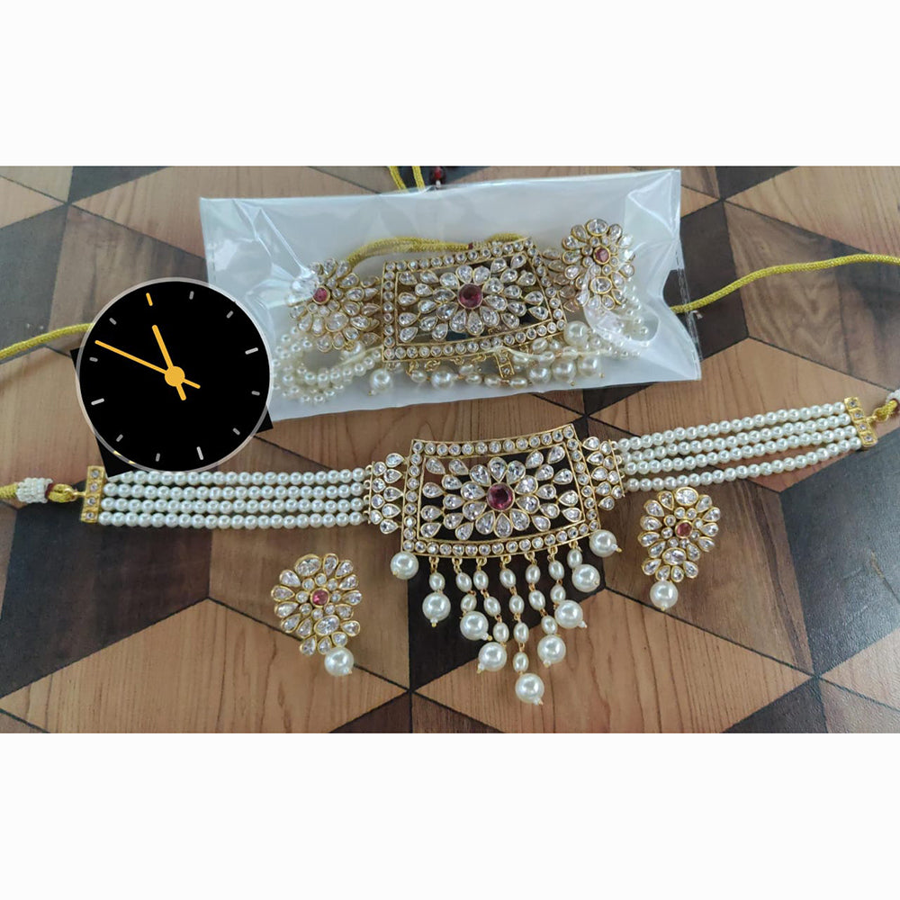 Kavita Art Festive Shine Crystal and Pearl Necklace Set