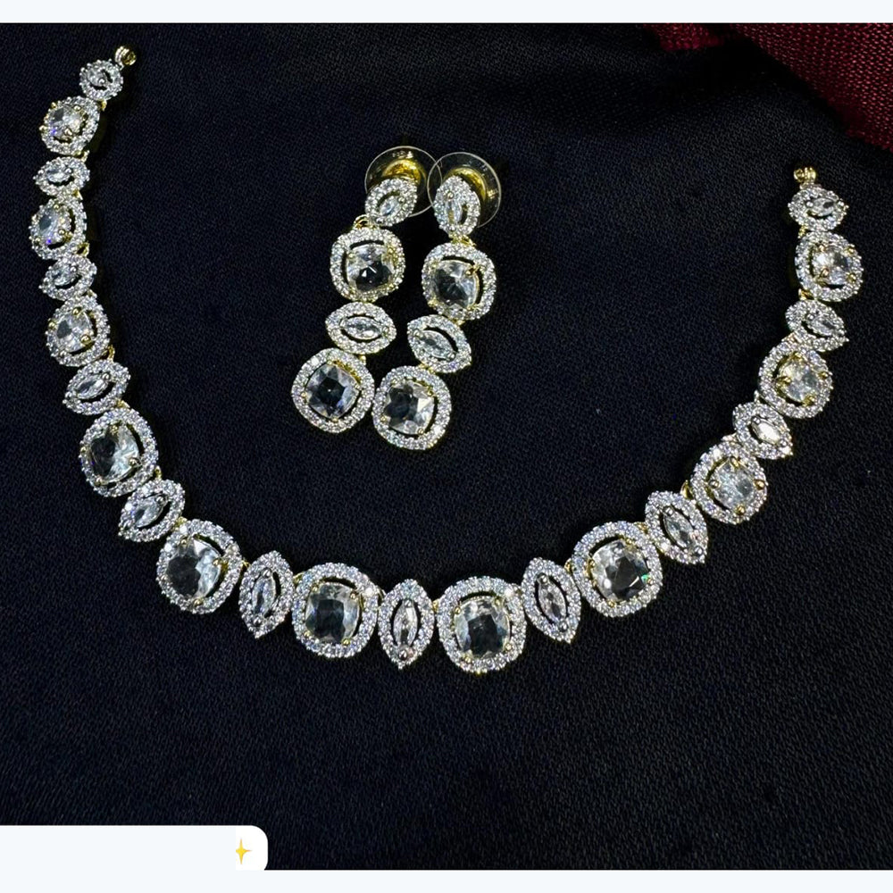 Kavita Art Designer Sparkling American Diamond Necklace Set