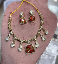 Kavita Art Handcrafted Gold Plated Druzy Crystal Stone Necklace Stone