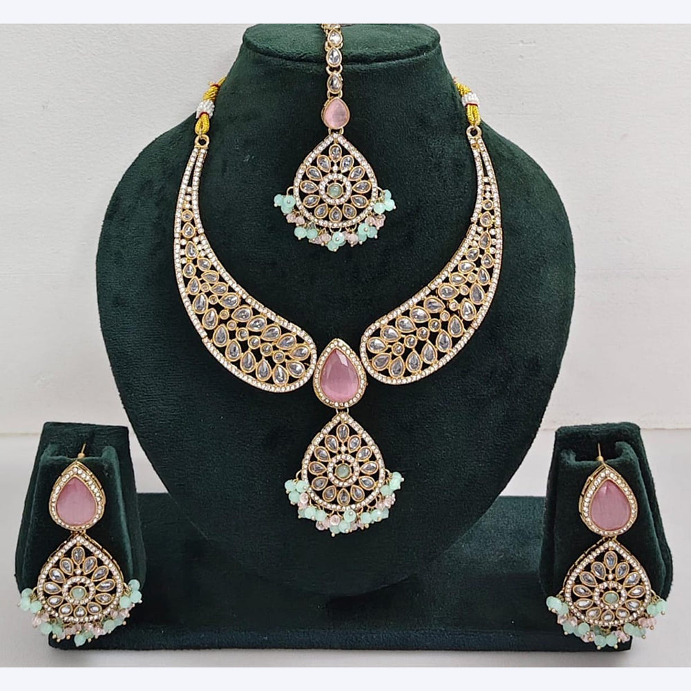 Kavita Art Sparkle Glow Crystal and Pearl Necklace Set