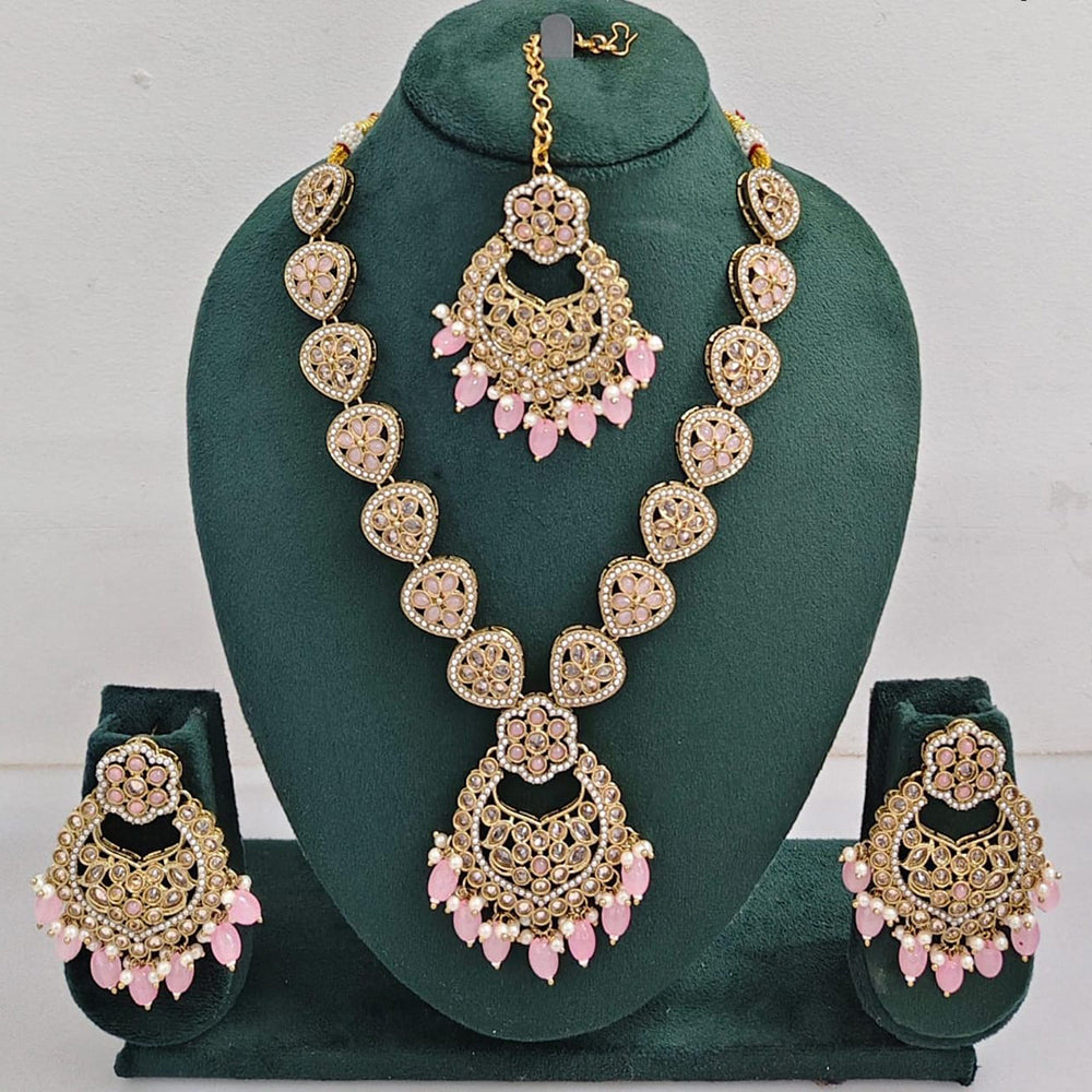 Kavita Art Luxurious Crystal Stone Pearl And Beads Necklace Set