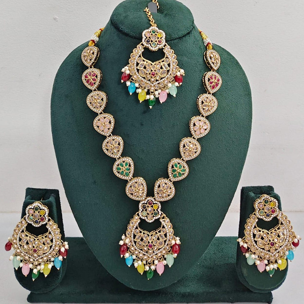 Kavita Art Luxurious Crystal Stone Pearl And Beads Necklace Set