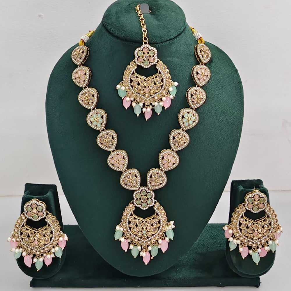 Kavita Art Luxurious Crystal Stone Pearl And Beads Necklace Set