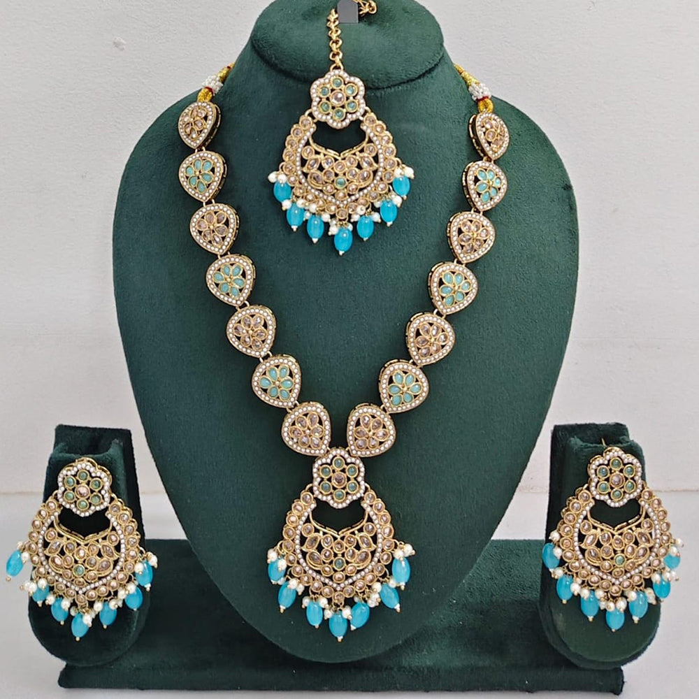 Kavita Art Luxurious Crystal Stone Pearl And Beads Necklace Set