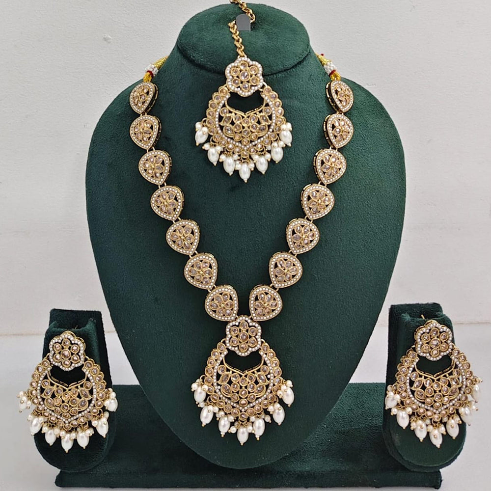 Kavita Art Luxurious Crystal Stone Pearl And Beads Necklace Set