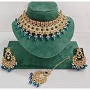Kavita Art Luxurious Crystal Stone Pearl And Beads Choker Necklace Set