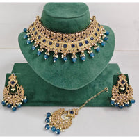 Kavita Art Luxurious Crystal Stone Pearl And Beads Choker Necklace Set