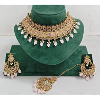 Kavita Art Luxurious Crystal Stone Pearl And Beads Choker Necklace Set
