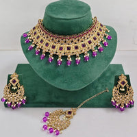 Kavita Art Luxurious Crystal Stone Pearl And Beads Choker Necklace Set
