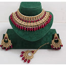 Kavita Art Luxurious Crystal Stone Pearl And Beads Choker Necklace Set