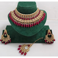 Kavita Art Luxurious Crystal Stone Pearl And Beads Choker Necklace Set