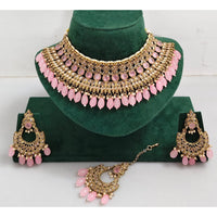 Kavita Art Luxurious Crystal Stone Pearl And Beads Choker Necklace Set