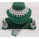 Kavita Art Luxurious Crystal Stone Pearl And Beads Choker Necklace Set