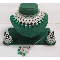 Kavita Art Luxurious Crystal Stone Pearl And Beads Choker Necklace Set