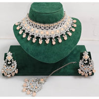 Kavita Art Luxurious Crystal Stone Pearl And Beads Choker Necklace Set