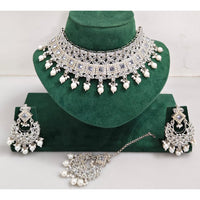 Kavita Art Luxurious Crystal Stone Pearl And Beads Choker Necklace Set