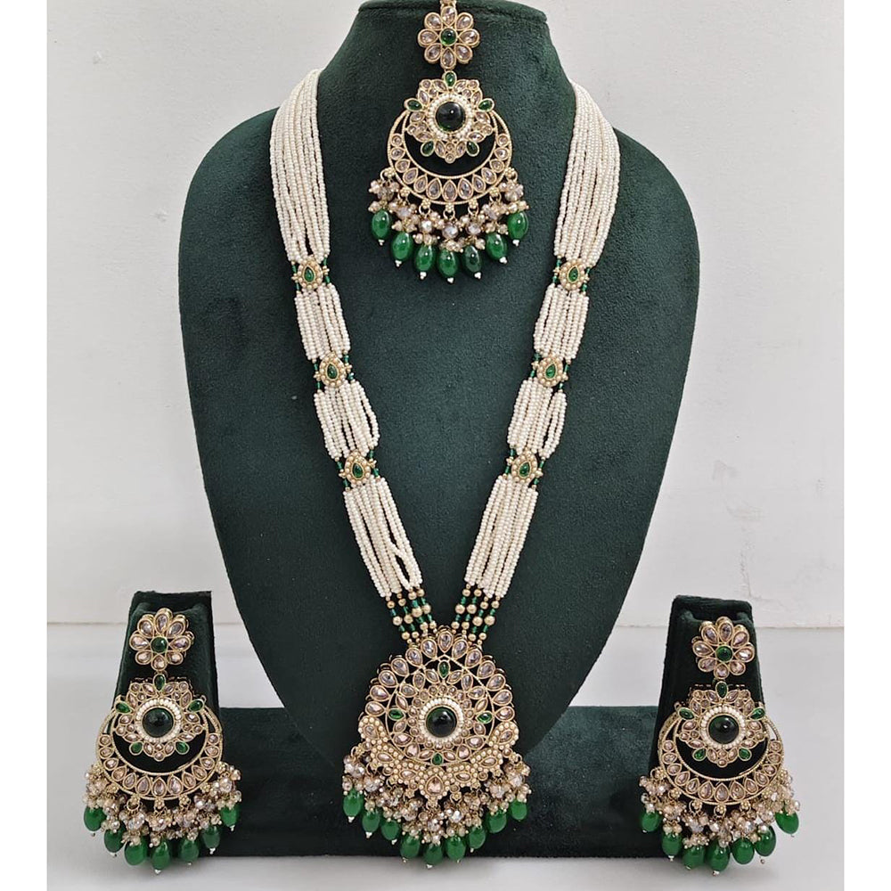 Kavita Art Luxurious Crystal Stone Pearl And Beads Long Necklace Set