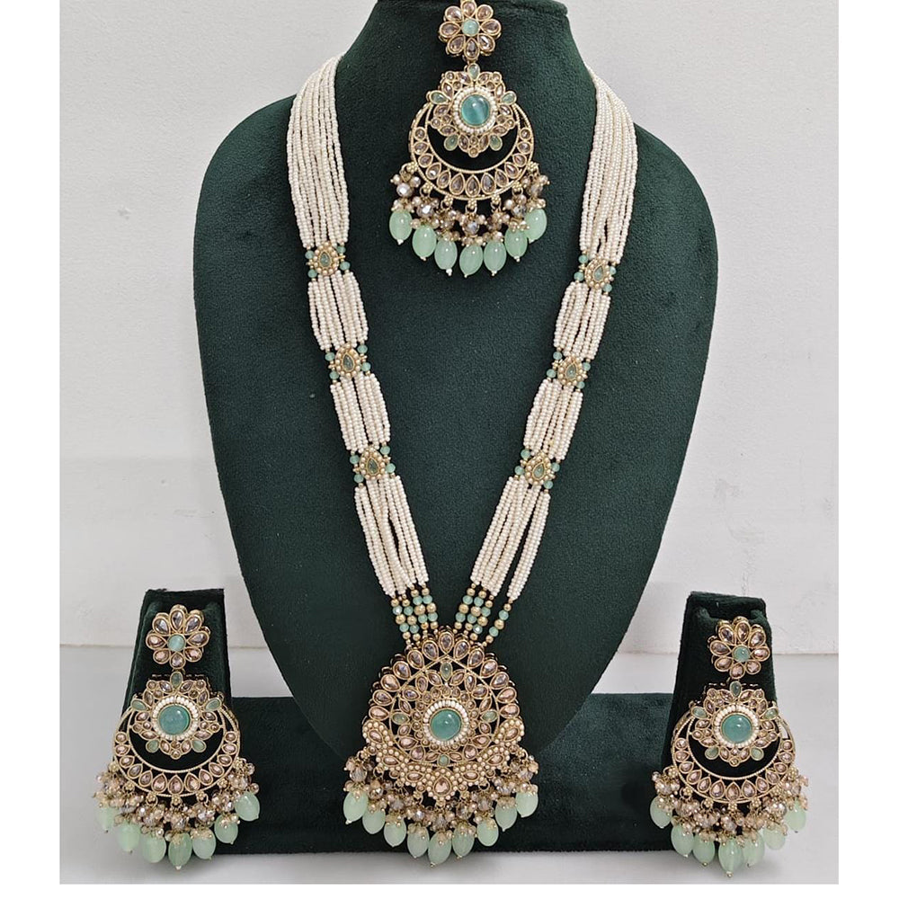 Kavita Art Luxurious Crystal Stone Pearl And Beads Long Necklace Set