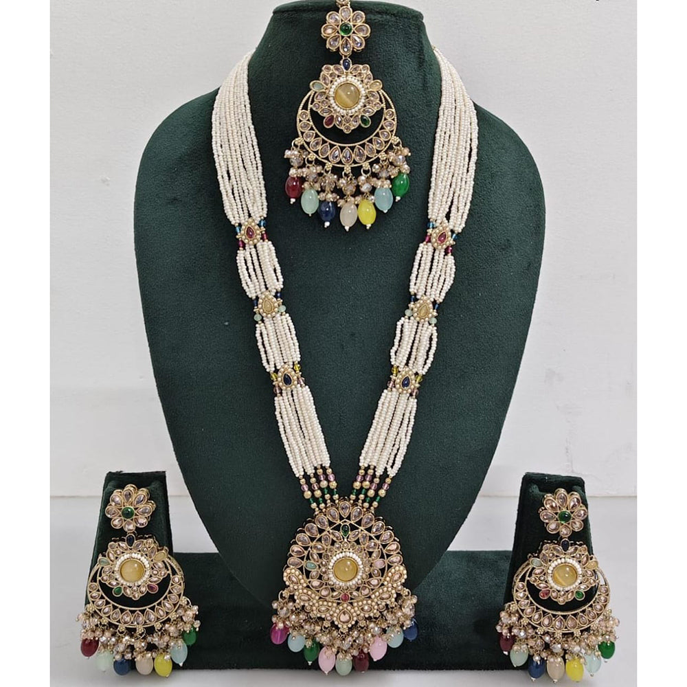 Kavita Art Luxurious Crystal Stone Pearl And Beads Long Necklace Set