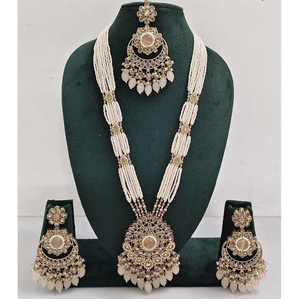 Kavita Art Luxurious Crystal Stone Pearl And Beads Long Necklace Set