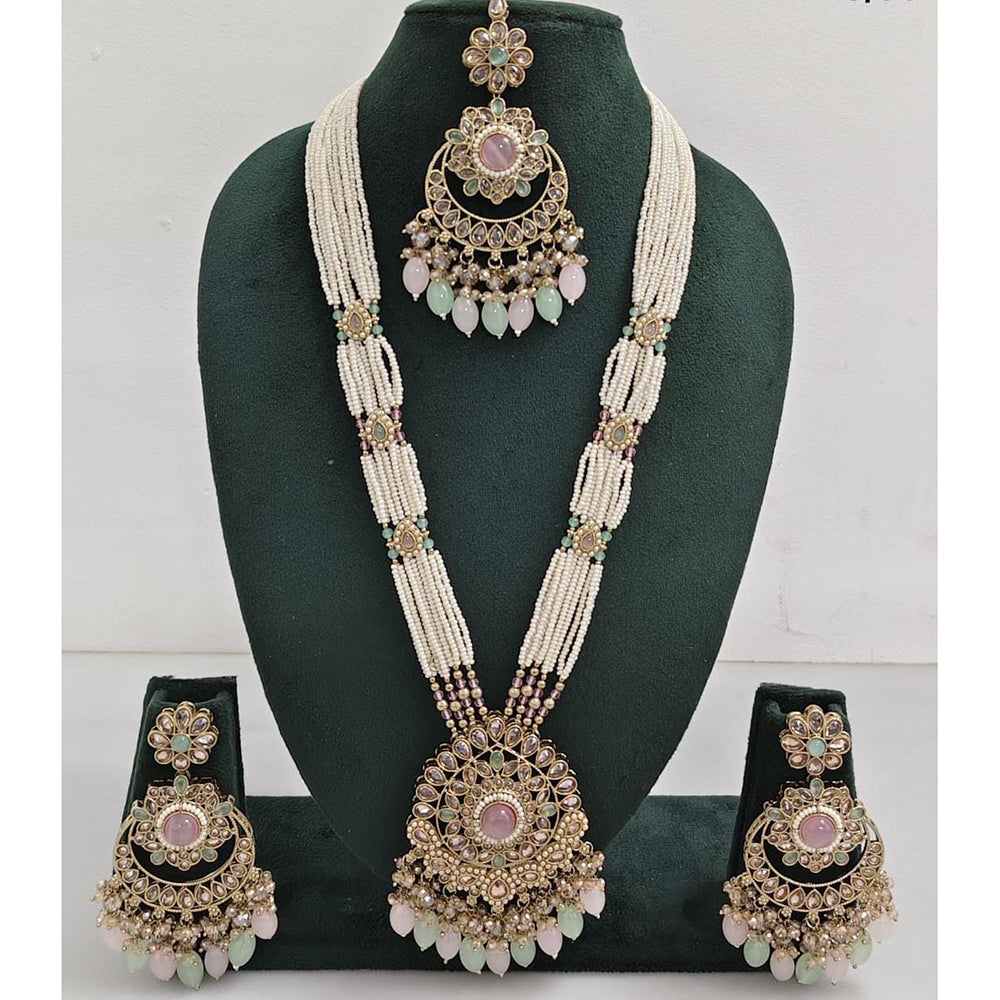 Kavita Art Luxurious Crystal Stone Pearl And Beads Long Necklace Set