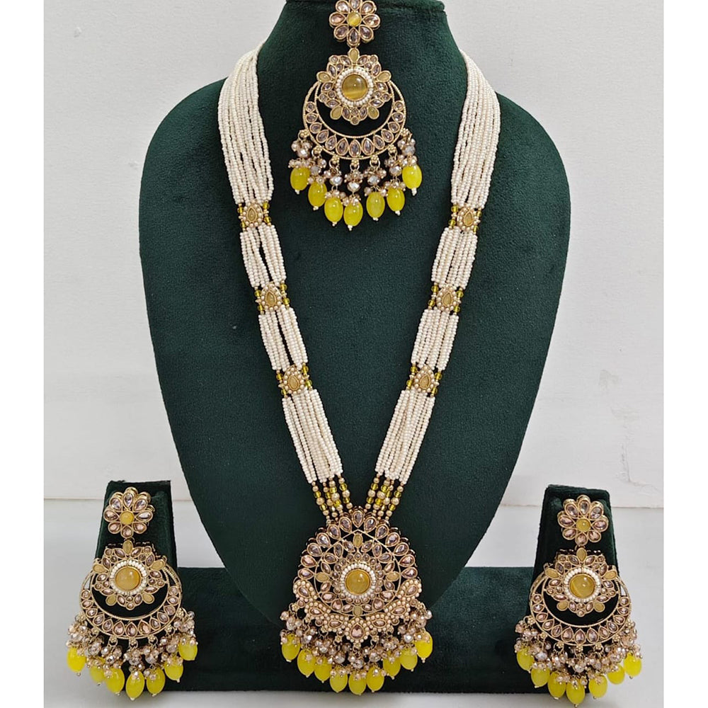 Kavita Art Luxurious Crystal Stone Pearl And Beads Long Necklace Set