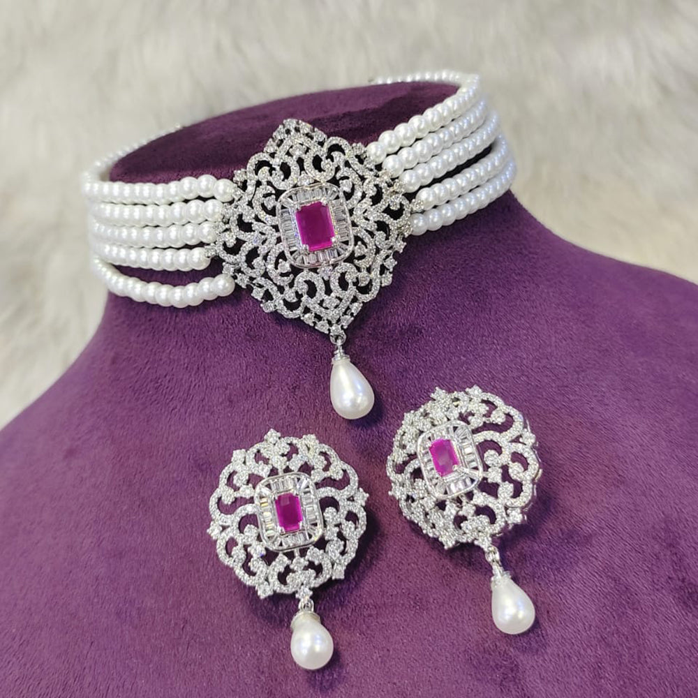 Kavita Art Designer American Daimond Choker Necklace Set