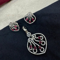 Kavita Art Classic American Daimond Stone Pendant And Earring Set