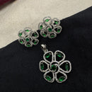 Kavita Art Classic American Daimond Stone Pendant And Earring Set