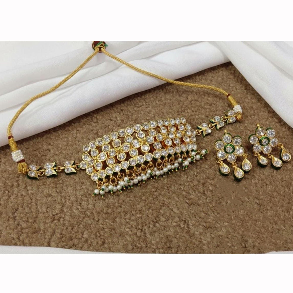 Kavita Art Premium Austrian Stone And Pearl Choker Necklace Set