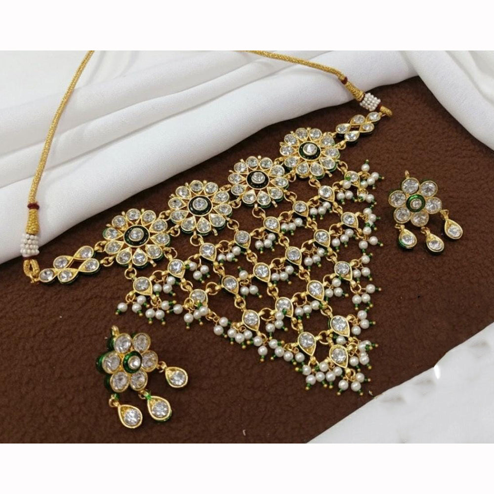 Kavita Art Premium Austrian Stone And Pearl Choker Necklace Set