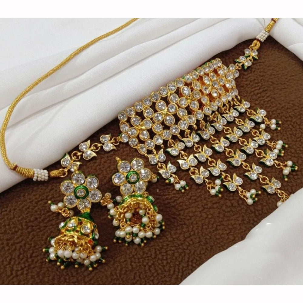 Kavita Art Premium Austrian Stone And Pearl Choker Necklace Set