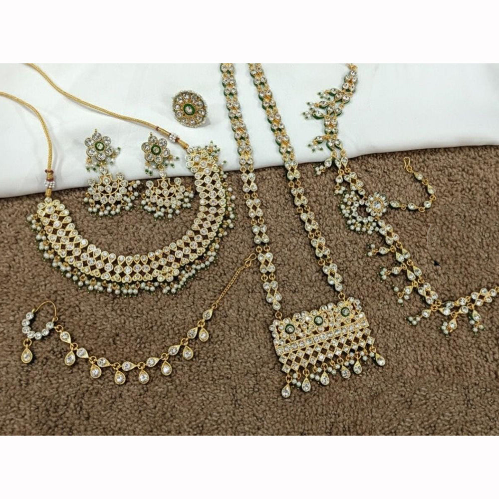 Kavita Art Premium Austrian Stone And Pearl Bridal Set