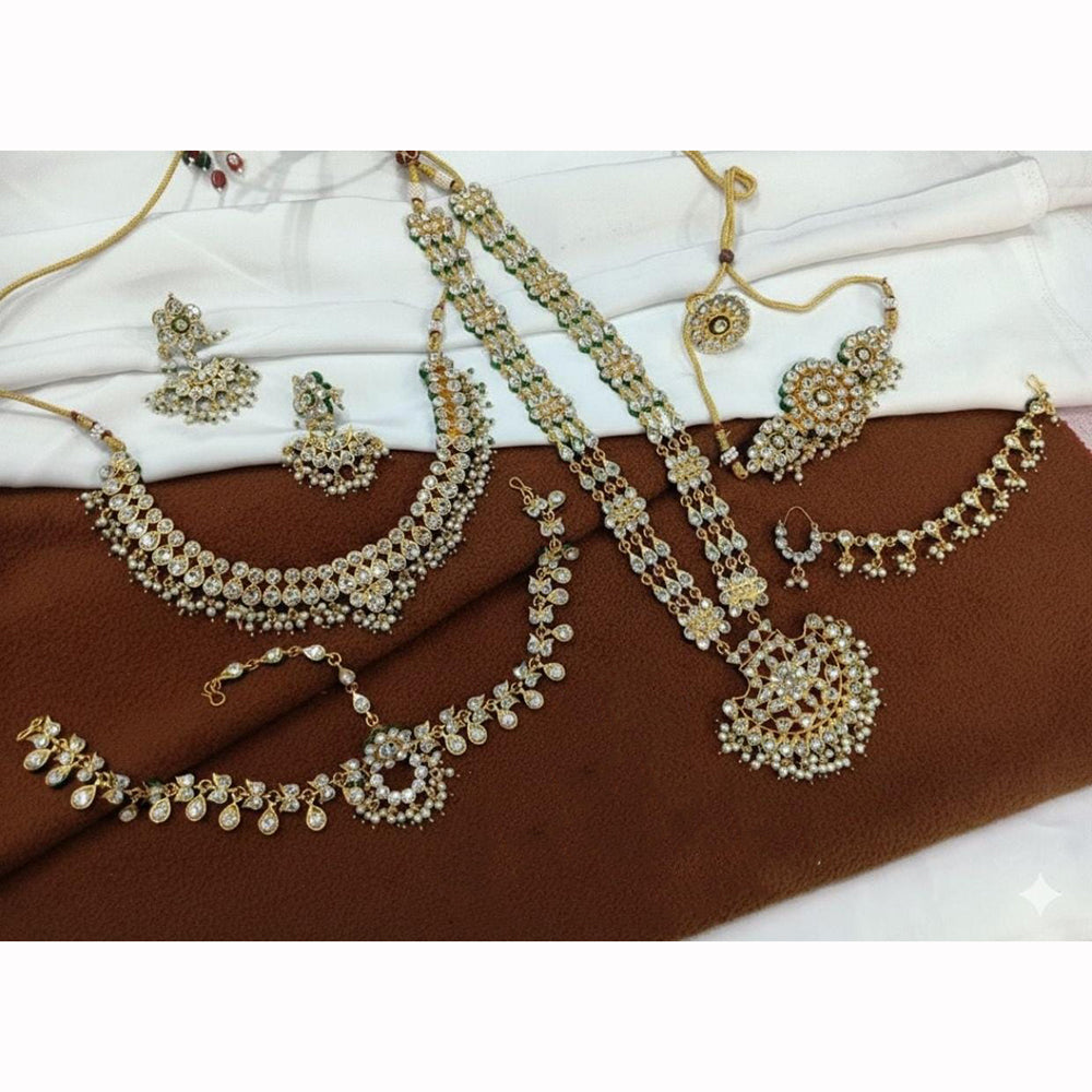 Kavita Art Premium Austrian Stone And Pearl Bridal Set