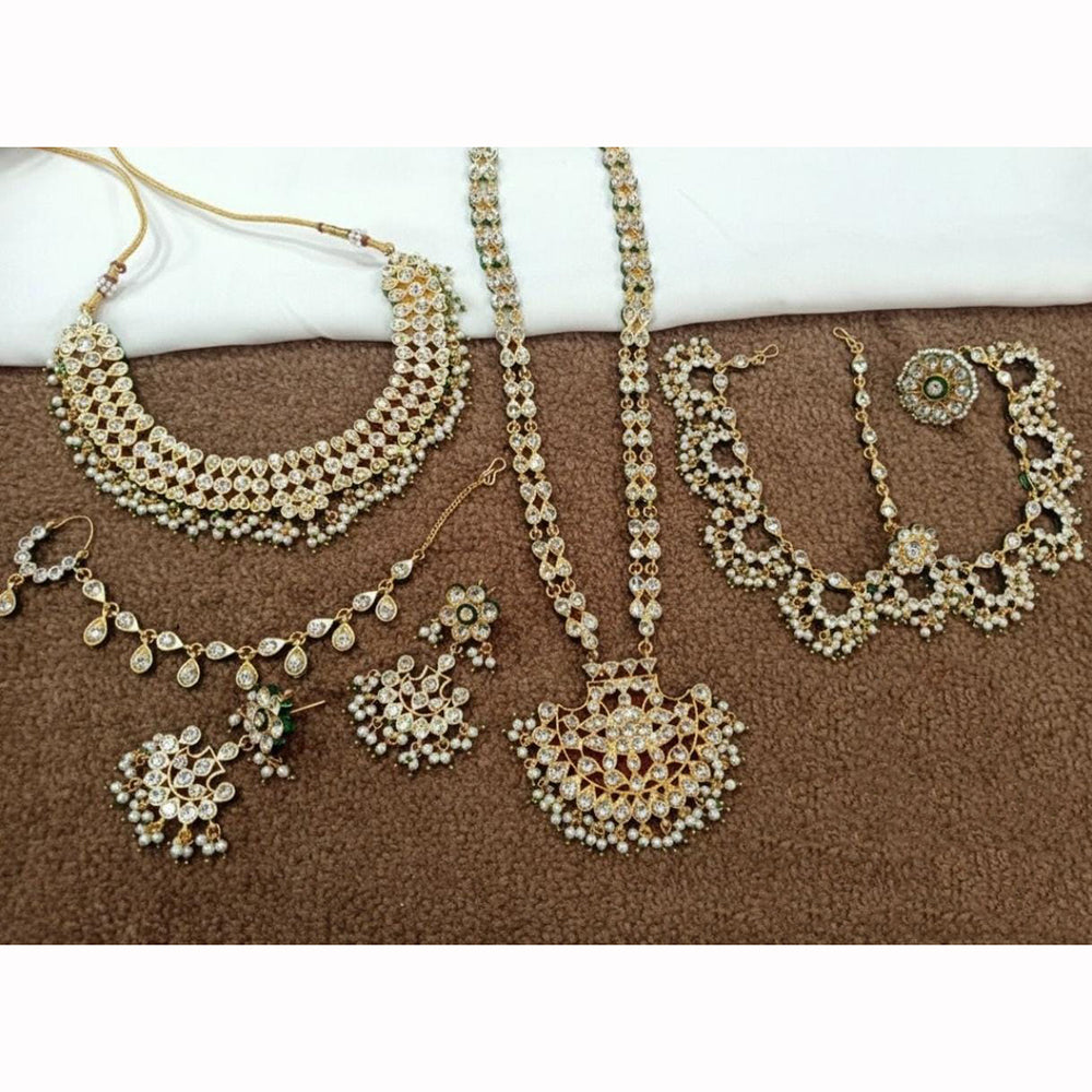 Kavita Art Premium Austrian Stone And Pearl Bridal Set
