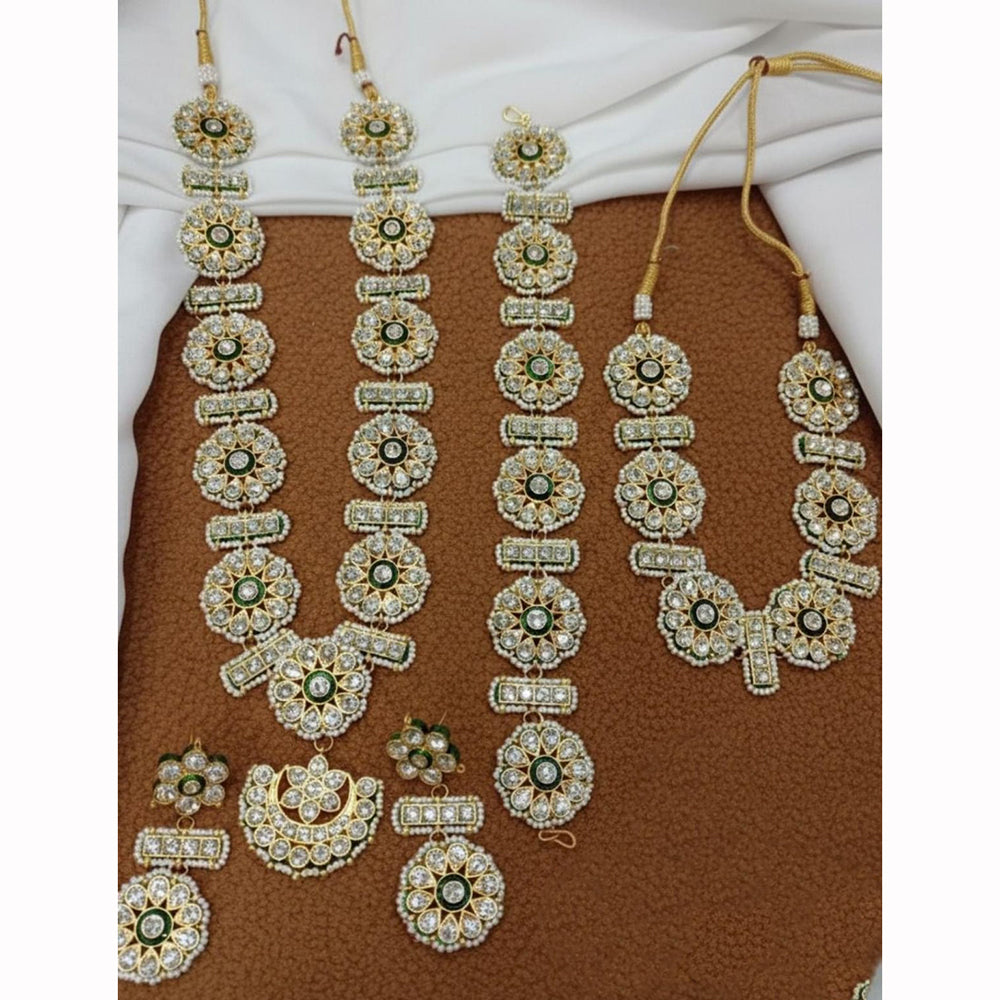 Kavita Art Premium Austrian Stone And Pearl Double Necklace Set