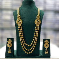 Kavita Art Premium Pota  Stone Gold Plated Long  Necklace Set