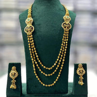 Kavita Art Premium Pota  Stone Gold Plated Long  Necklace Set