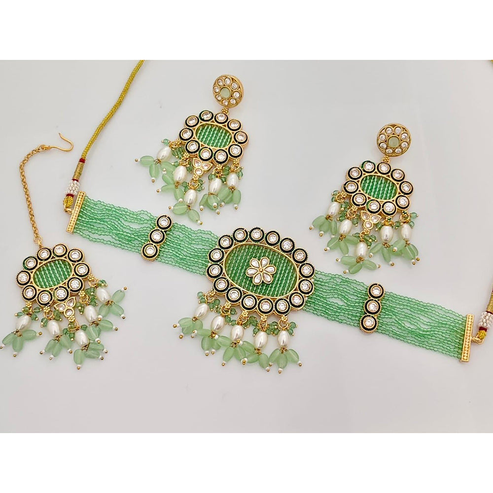 Kavita Art Crystal Stone And Pearl Designer Choker Necklace Set