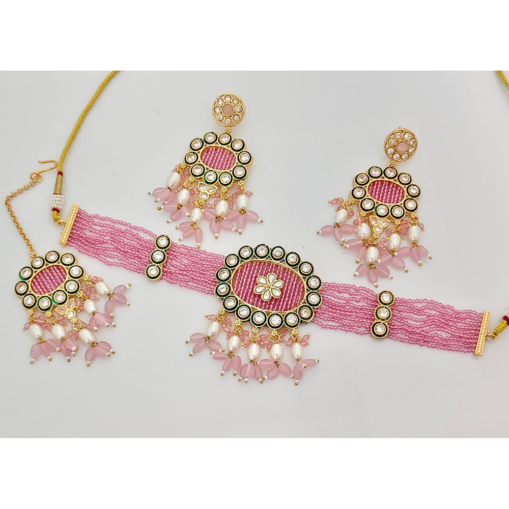 Kavita Art Crystal Stone And Pearl Designer Choker Necklace Set